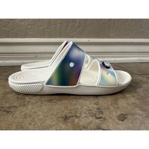 Classic Crocs Solarized Tie Dye Two-Strap Sandals Size W5 White Beach Sandals